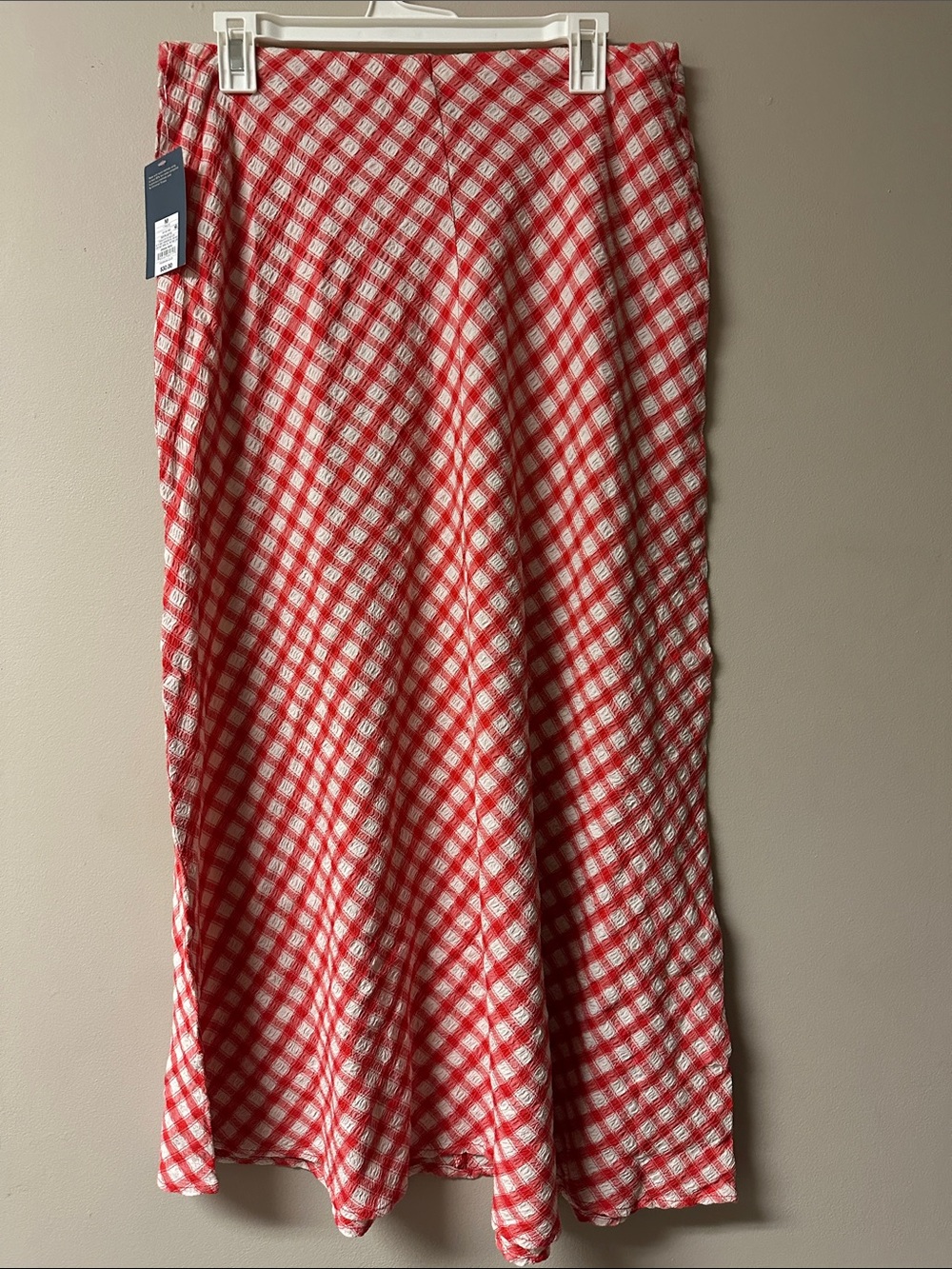 Universal Thread Red Gingham Seersucker Midi Skirt M NWT - Picture 6 of 9